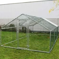 WILTEC Enclos Extérieur Volière Poulailler Clapier De Lapin Petite Cage Pour Animaux 4x3x2m Auvent