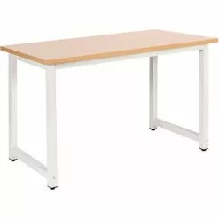 WILTEC Bureau Ordinateur PC Table De Travail Meuble Salle à Manger Cuisine 120x60x74cm Marron Métal