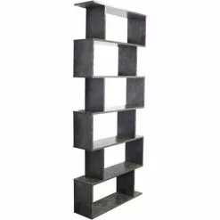 WILTEC Étagère à Livre Murale En Forme De S Béton Bilibiothèque Séparation Pièces Meuble Moderne Rangement