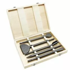 WILTEC Jeu Burin 5 Pcs. SDS-Plus 250mm Manche Ø10mm Plat Pointu Coupe-tôle Coupe-rivets Carrelage Cloison