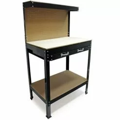 WILTEC Établi D’atelier 800x500x1400mm Table Plan De Travail Paroi Perforée Étagère Tiroir De Rangement