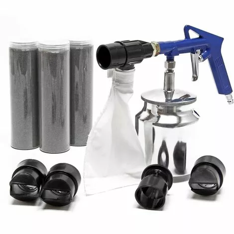 WILTEC Ki Pistolet De Sablage Air Comprimé Sableuse Avec Matériau Et Accessoires Gicleurs Grenaille Atelier 3 WILTEC Ki Pistolet De Sablage Air Comprimé Sableuse Avec Matériau Et Accessoires Gicleurs Grenaille Atelier
