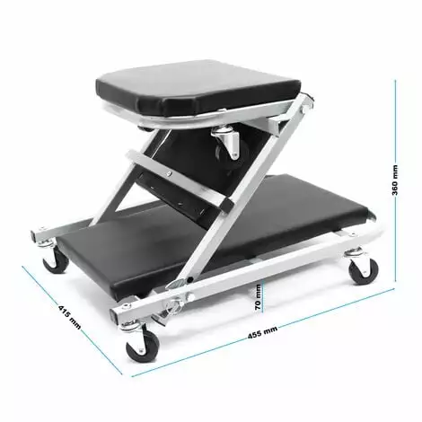 WILTEC Chariot De Visite Mécanicien 2-1 Siège Atelier Chaise Longue Travail 90x41,5x12,5cm 150 Kg Max. 5 WILTEC Chariot De Visite Mécanicien 2-1 Siège Atelier Chaise Longue Travail 90x41,5x12,5cm 150 Kg Max. – Image 3