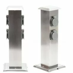 WILTEC Colonne D’énergie 4 Prises D’alimentation électrique Extérieure Acier Affiné IP44 Jardin Outdoor