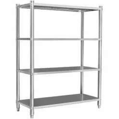 WILTEC Étagères En Acier Inoxydable Meuble Pour Charge Lourde Gastronomie Cuisine Rangement 120x50x155cm