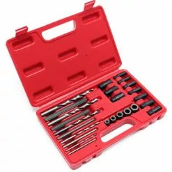 WILTEC Coffret Extracteur De Vis Goujons Boulons Cassés Set 25 Pièces Extracteur Gauche Outillage Atelier