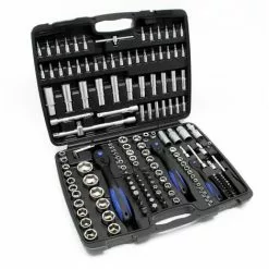 WILTEC Jeu De 172 Clé à Douille Ensemble D’outils Cliquet Réversible Douille Adaptateur Écrou 1/4" 1/2" 3/8