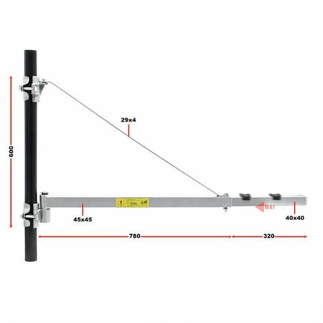 WILTEC Bras Pivotant Levage Palan Support 600g 110cm Treuil Câble Potence Fixation 4 WILTEC Bras Pivotant Levage Palan Support 600g 110cm Treuil Câble Potence Fixation – Image 2