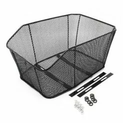 WILTEC Panier à Vélo Porte-bagage Arrière 42x29x20cm Acier Noir Transport Sac Emplettes Mailles Serrées -Wiltec Boutique 12263083 2
