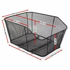 WILTEC Panier à Vélo Porte-bagage Arrière 42x29x20cm Acier Noir Transport Sac Emplettes Mailles Serrées -Wiltec Boutique 12263083 3