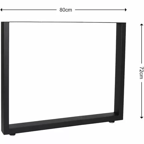 WILTEC Pieds De Table En Profil Carré 80x72cm Noir Revêtement Par Poudre Piètement Meuble 5 WILTEC Pieds De Table En Profil Carré 80x72cm Noir Revêtement Par Poudre Piètement Meuble – Image 3