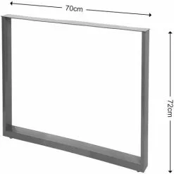 WILTEC Pieds De Table En Profil Carré 70x72cm Gris Revêtement En Poudre Piètement Meuble -Wiltec Boutique 13259284 3