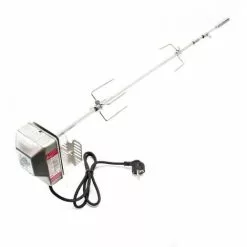 WILTEC Broche BBQ 97cm 230V En Acier Affiné 2 Fourches Incluses Broches Grillade Rôtisserie Grill