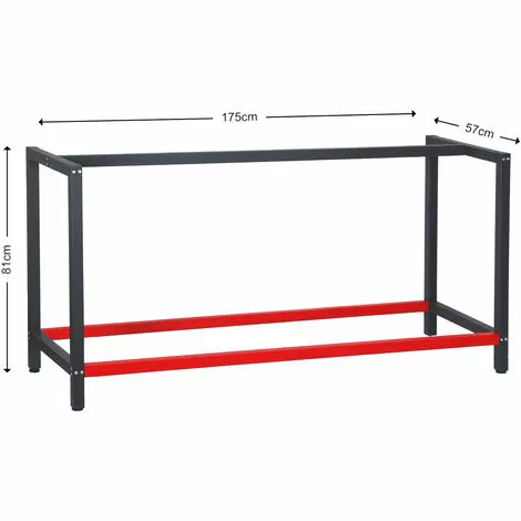 WILTEC Pied D’établi 175x57x81 Cm Acier Anthracite Rouge Support Table De Travail Emballage Atelier Dépôt 5 WILTEC Pied D’établi 175x57x81 Cm Acier Anthracite Rouge Support Table De Travail Emballage Atelier Dépôt – Image 3