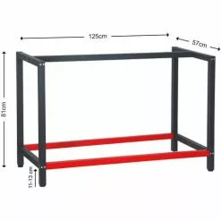 WILTEC Pied D’établi 125x57x81 Cm Acier Anthracite Rouge Support Table De Travail Emballage Atelier Dépôt -Wiltec Boutique 13315419 3