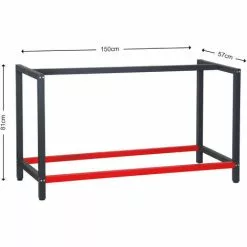 WILTEC Pied D’établi 150x57x81 Cm Acier Anthracite Rouge Support Table De Travail Emballage Atelier Dépôt -Wiltec Boutique 13315422 3