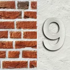 WILTEC Plaque Numéro Maison Chiffre "9" 3D 20cm Acier Inoxydable Résistant Intempéries Matériel Fixation -Wiltec Boutique 13669825 2