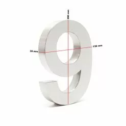 WILTEC Plaque Numéro Maison Chiffre "9" 3D 20cm Acier Inoxydable Résistant Intempéries Matériel Fixation -Wiltec Boutique 13669825 5