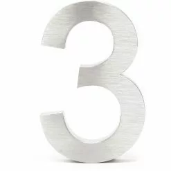 WILTEC Plaque Numéro Maison Chiffre "3" 3D 20cm Acier Inoxydable Résistant Intempéries Matériel Fixation -Wiltec Boutique 13669831 3