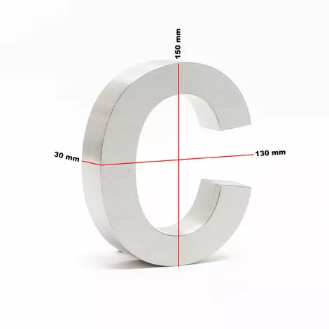 WILTEC Plaque Numéro Maison Lettre "c" 3D 15cm Acier Inoxydable Résistant Intempéries Matériel Fixation 7 WILTEC Plaque Numéro Maison Lettre "c" 3D 15cm Acier Inoxydable Résistant Intempéries Matériel Fixation – Image 5