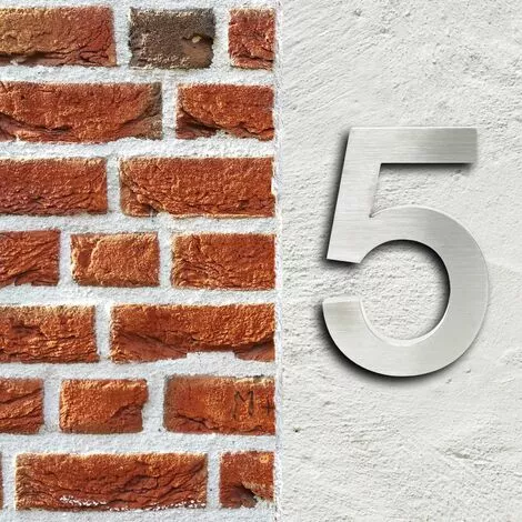 WILTEC Plaque Numéro Maison Chiffre "5" 3D 20cm Acier Inoxydable Résistant Intempéries Matériel Fixation 4 WILTEC Plaque Numéro Maison Chiffre "5" 3D 20cm Acier Inoxydable Résistant Intempéries Matériel Fixation – Image 2