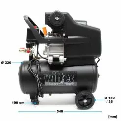 WILTEC Compresseur Air Comprimé 24L 1,1kW 8 Bars Mobile Avec Roues Et Poignée Outil Pneumatique Atelier -Wiltec Boutique 13759903 3