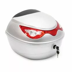 WILTEC Top Case 22L Couleur Argent Coffre Pour Moto Scooter Quad Valise Espace Rangement Moto Porte-bagage
