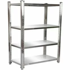 WILTEC Étagère Acier Affiné 150x50x155 Cm 4 Étagères De Rangement Réglables En Hauteur Gastronomie Cave