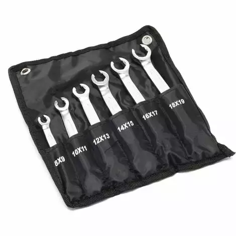 WILTEC Jeu De Clé Pour Conduite De Frein 6 Pcs 8-19 Mm Clé à Durite De Frein Clé Polygonale Plate à Cliquet 3 WILTEC Jeu De Clé Pour Conduite De Frein 6 Pcs 8-19 Mm Clé à Durite De Frein Clé Polygonale Plate à Cliquet