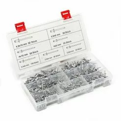 WILTEC Assortiment De Rivets Aveugles En Alu 400 Pièces 6 Différentes Tailles Raccord Solide Coffret