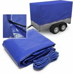 WILTEC Bâche De Protection Remorque 2075x1140x900 Mm Fermeture à Glissière Courroie En Caoutchouc Housse