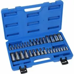 WILTEC Jeu 32 Embouts Bits Acier En Chrome Vanadium Set Douille Profil D’entraînement 1/4", 3/8" Et 1/2