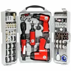 WILTEC Jeu D'outils Pneumatiques 71 Pcs. Avec Clé à Chocs Marteau Et Nombreux Accessoires à Air Comprimé