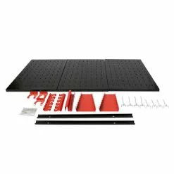 WILTEC Panneau Porte-outils 120x60cm 3 Paroie Perforée 17 Supports Crochets Rangement Suspension Perceuse