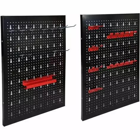 WILTEC Panneau Porte-outils 120x60cm 3 Paroie Perforée 17 Supports Crochets Rangement Suspension Perceuse 6 WILTEC Panneau Porte-outils 120x60cm 3 Paroie Perforée 17 Supports Crochets Rangement Suspension Perceuse – Image 4