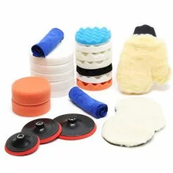 WILTEC Kit Pour Machine à Polir 23 Pcs. Éponge De Polissage Plusieurs Tailles Accessoires Pour Polisseuse