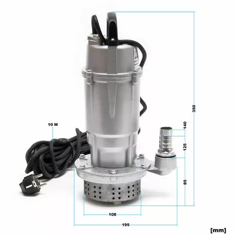 WILTEC Pompe Pour Eaux Usées 370W Pompe-cave Pompe Submersible Débit 1.500 L/h Avec Tuyau 20m Évacuation 5 WILTEC Pompe Pour Eaux Usées 370W Pompe-cave Pompe Submersible Débit 1.500 L/h Avec Tuyau 20m Évacuation – Image 3