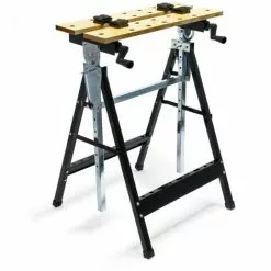 WILTEC Établi De Travail Pliante 62,5x60,5x84,5-115,5cm Avec Porte-outils Échelle Graduée Et Angulaire