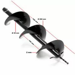 WILTEC Tarière Thermique En Set 3 CV 63,3 Ccm Moteur à 2 Temps Foret De Ø200mm Perceuse -Wiltec Boutique 17370031 5