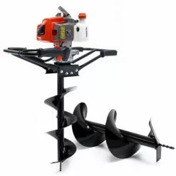 WILTEC Tarière Thermique En Set Utilisation Par 2 Personnes 3 CV 63,3 Ccm Avec Foret De Ø250 & 300mm