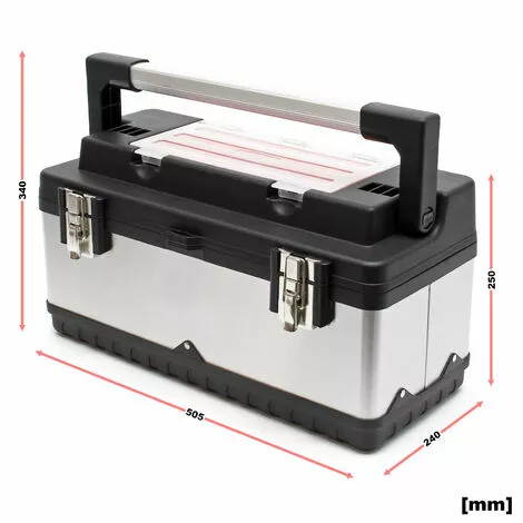 WILTEC Boite à Outils50,5x23,5x25,5cm Acier Fin Cadre En Plastique Porte-outils Mallette Avec Poignée 4 WILTEC Boite à Outils50,5x23,5x25,5cm Acier Fin Cadre En Plastique Porte-outils Mallette Avec Poignée – Image 2