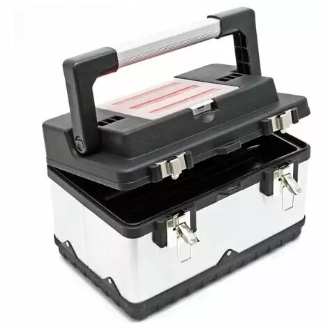 WILTEC Boite à Outils 38x27x25cm Acier Fin Cadre En Plastique Porte-outils Mallette Avec Poignée 3 WILTEC Boite à Outils 38x27x25cm Acier Fin Cadre En Plastique Porte-outils Mallette Avec Poignée