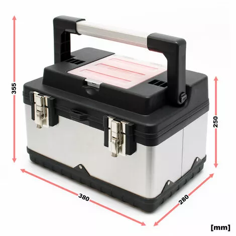 WILTEC Boite à Outils 38x27x25cm Acier Fin Cadre En Plastique Porte-outils Mallette Avec Poignée 4 WILTEC Boite à Outils 38x27x25cm Acier Fin Cadre En Plastique Porte-outils Mallette Avec Poignée – Image 2