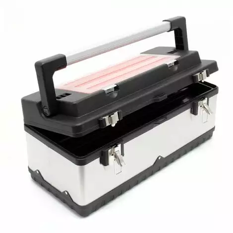 WILTEC Boite à Outils 59x28x25,5cm Acier Fin Cadre En Plastique Porte-outils Mallette Avec Poignée 3 WILTEC Boite à Outils 59x28x25,5cm Acier Fin Cadre En Plastique Porte-outils Mallette Avec Poignée