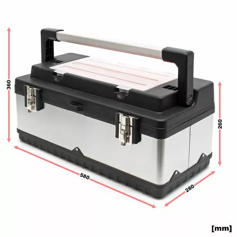 WILTEC Boite à Outils 59x28x25,5cm Acier Fin Cadre En Plastique Porte-outils Mallette Avec Poignée 4 WILTEC Boite à Outils 59x28x25,5cm Acier Fin Cadre En Plastique Porte-outils Mallette Avec Poignée – Image 2