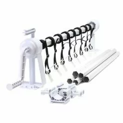 WILTEC Enrouleur Télescopique Pour Bâche De Piscine Et Couverture Solaire 1-6 M Clip 8 Sangles De Fixation
