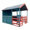 WILTEC Maison De Jeux Extérieure XL 146x195x156cm Bois Cabane Véranda Maisontte Jardin Rouge/ Bleue Enfant -Wiltec Boutique 18045731 1