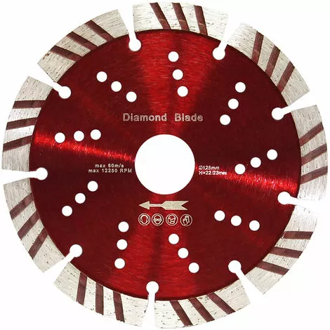WILTEC Disque Diamant à Tronçonner Ø125mm Alésage 22,23mm Disque Universel 10mm Carrelage Segment Turbo 3 WILTEC Disque Diamant à Tronçonner Ø125mm Alésage 22,23mm Disque Universel 10mm Carrelage Segment Turbo
