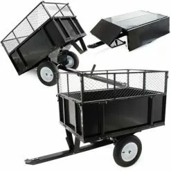 WILTEC Remorque Basculante 114x76x30cm Avec Grille Et Parois Amovibles Dispositif D'attelage Universel