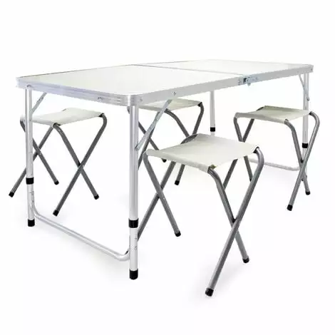 WILTEC Table De Camping Réglage Hauteur 4 Assises Aluminium Équipement Plein Air Pliable Randonnée Pêche -Wiltec Boutique 19381215 1